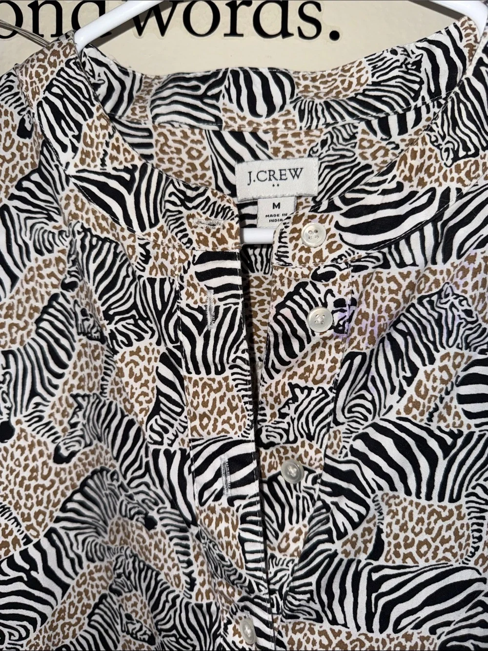 J. Crew Black, White and Brown Zebra & Leopard Mix Button-Front dress. 98% cott